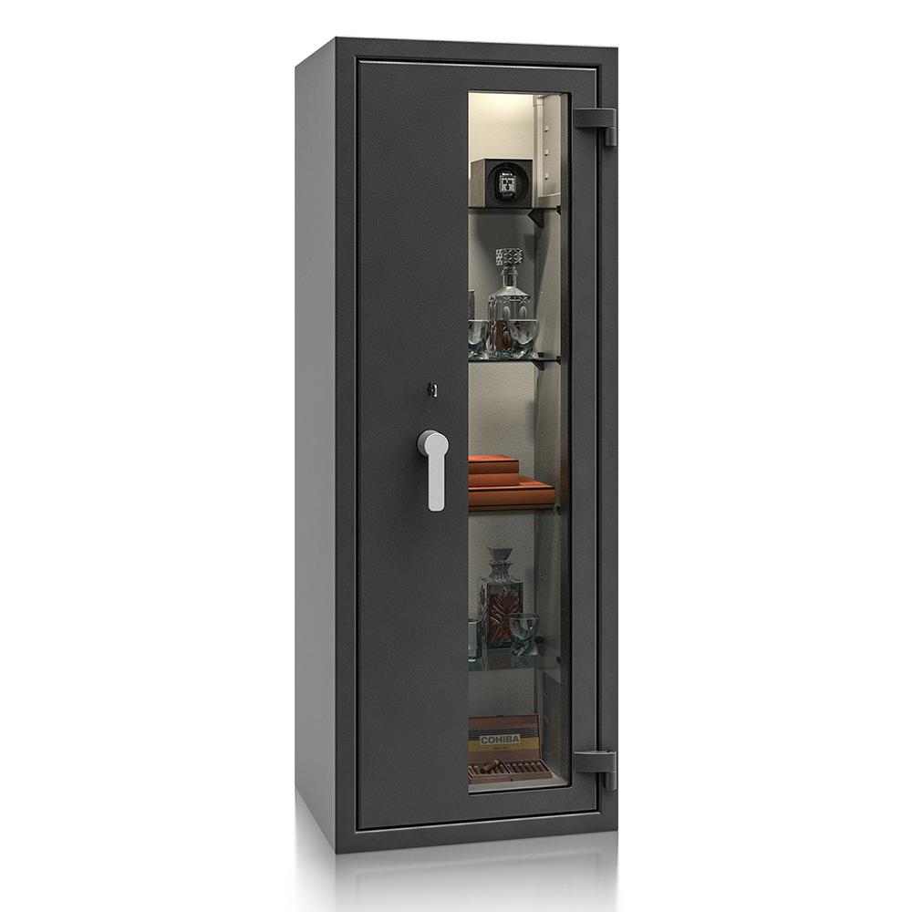 Prosklený trezor St. Gallen WF VITRINA KOMBI 56412.51 KL, grafitově černý