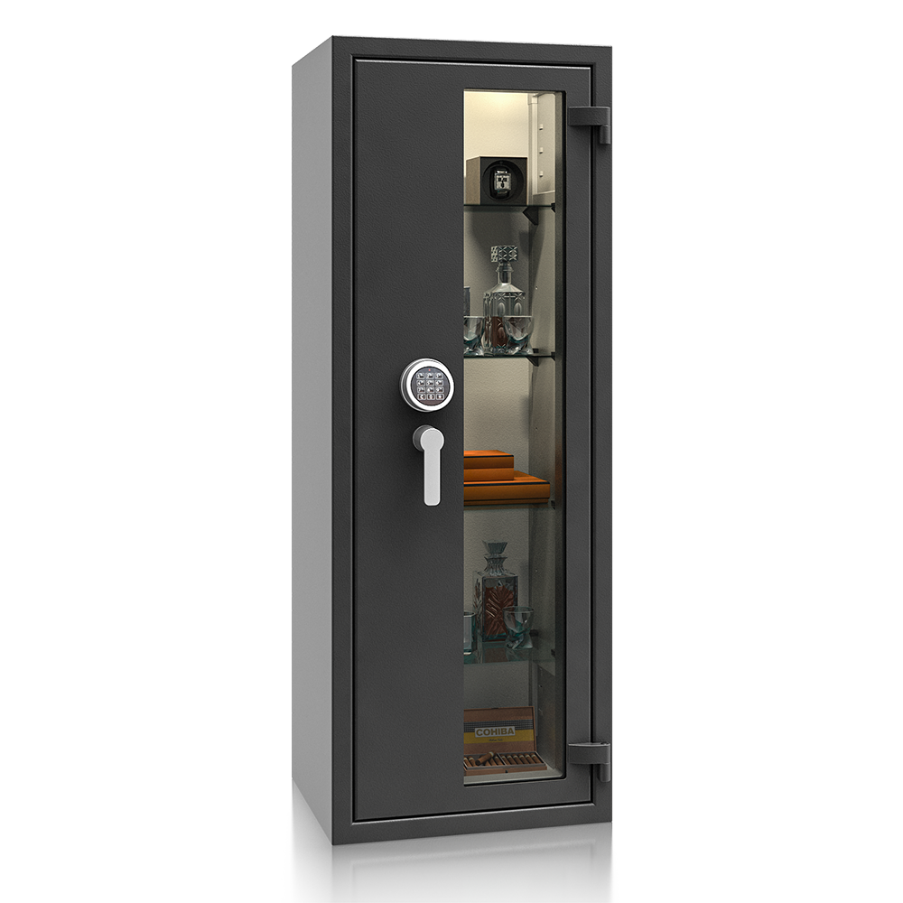 Prosklený trezor St. Gallen WF VITRINA KOMBI 56412.52 EL, grafitově černý